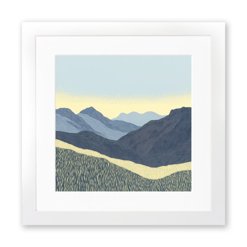 Scafell in the Lake District Linoprint-Style Art (2532-4)
