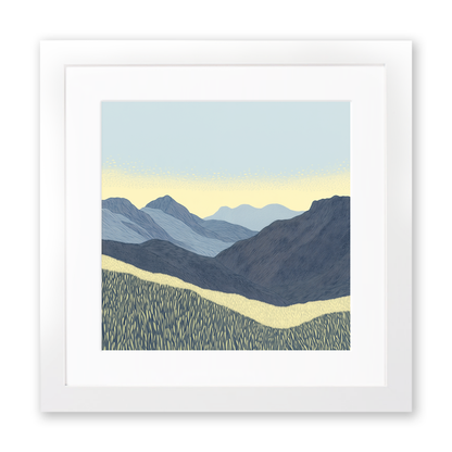 Scafell in the Lake District Linoprint-Style Art (2532-4)