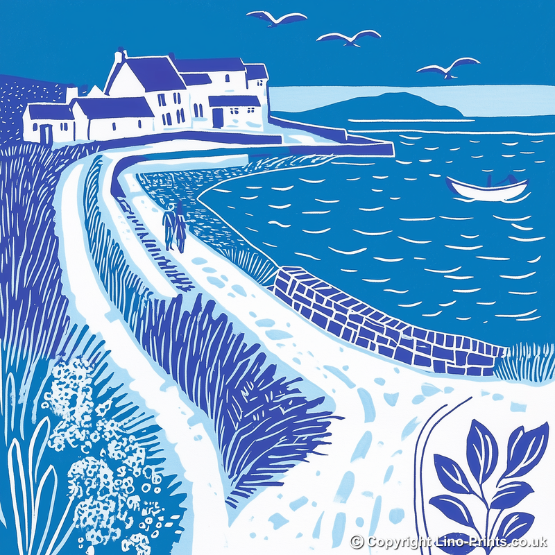 Porthcawl, Bridgend Linoprint-Style Art (1100-1)