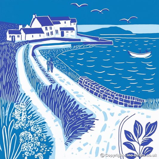 Porthcawl, Bridgend Linoprint-Style Art (1100-1)