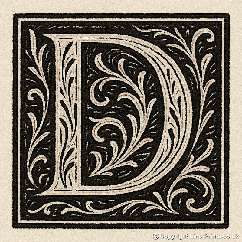 Capital Letters Linoprint-Style Art (c544)