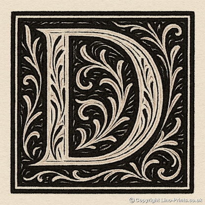 Capital Letters Linoprint-Style Art (c544)
