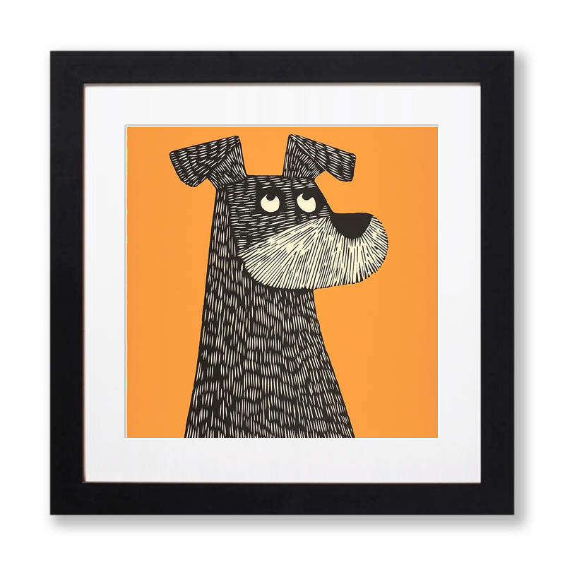 Miniature Schnauzer Linoprint-Style Art (1477-1)