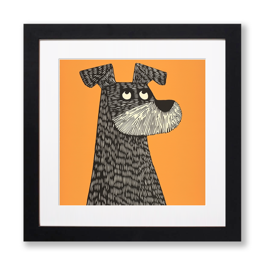 Miniature Schnauzer Linoprint-Style Art (1477-1)
