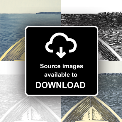 Boat bow cutting through water Linoprint-Style Art (2367-1)