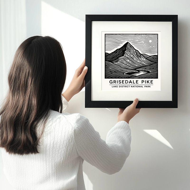 Mountains Linoprint-Style Art (c352)