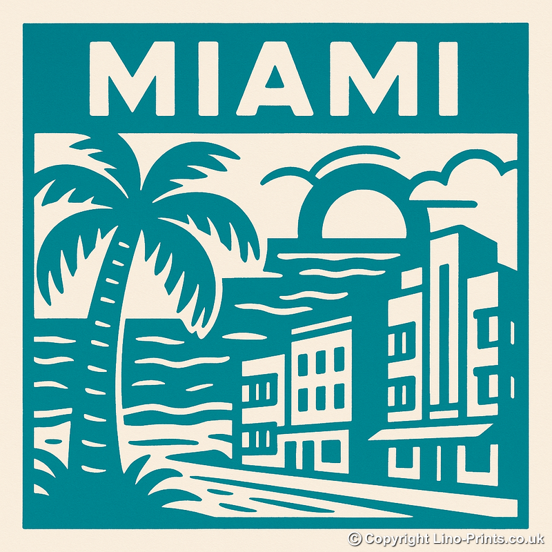 Cities Linoprint-Style Art (c145)