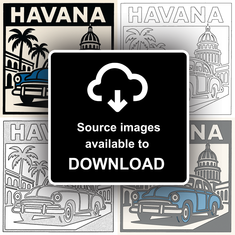 Cities Linoprint-Style Art (c186)