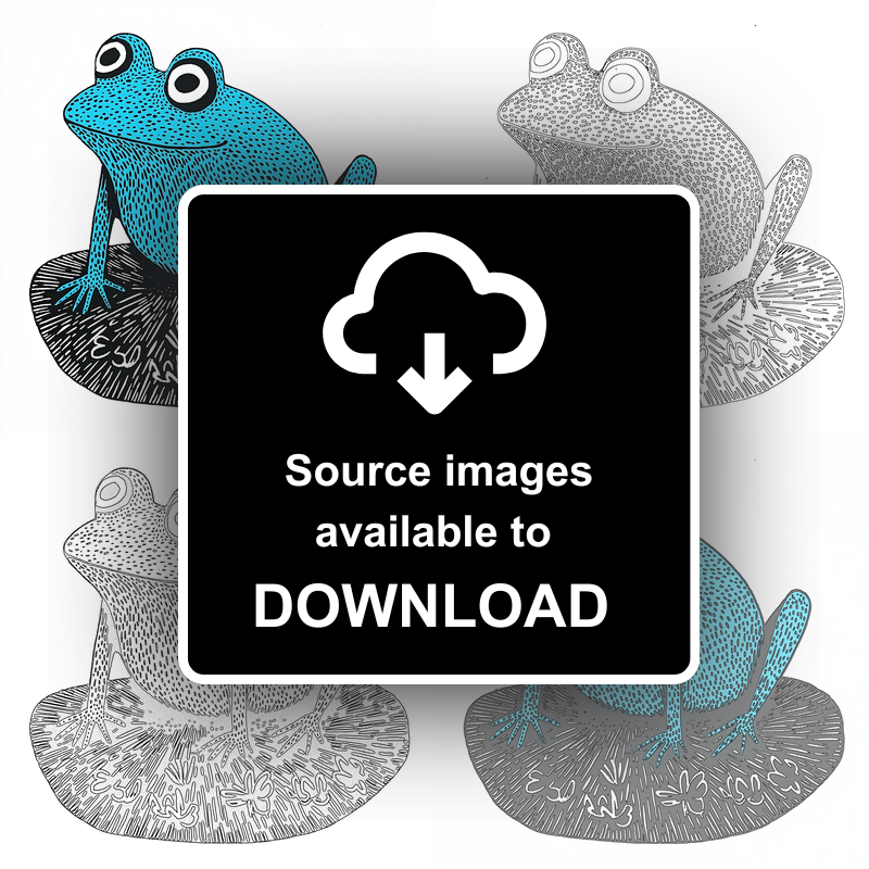 Frog on lily pad Linoprint-Style Art (715-1)