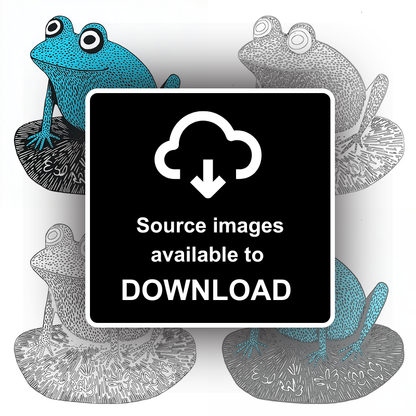 Frog on lily pad Linoprint-Style Art (715-1)