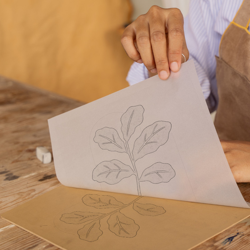 Flowers and Plants Linoprint-Style Art (c507)