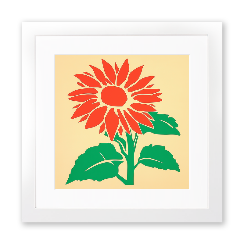 Sunflower Linoprint-Style Art (1681-1)
