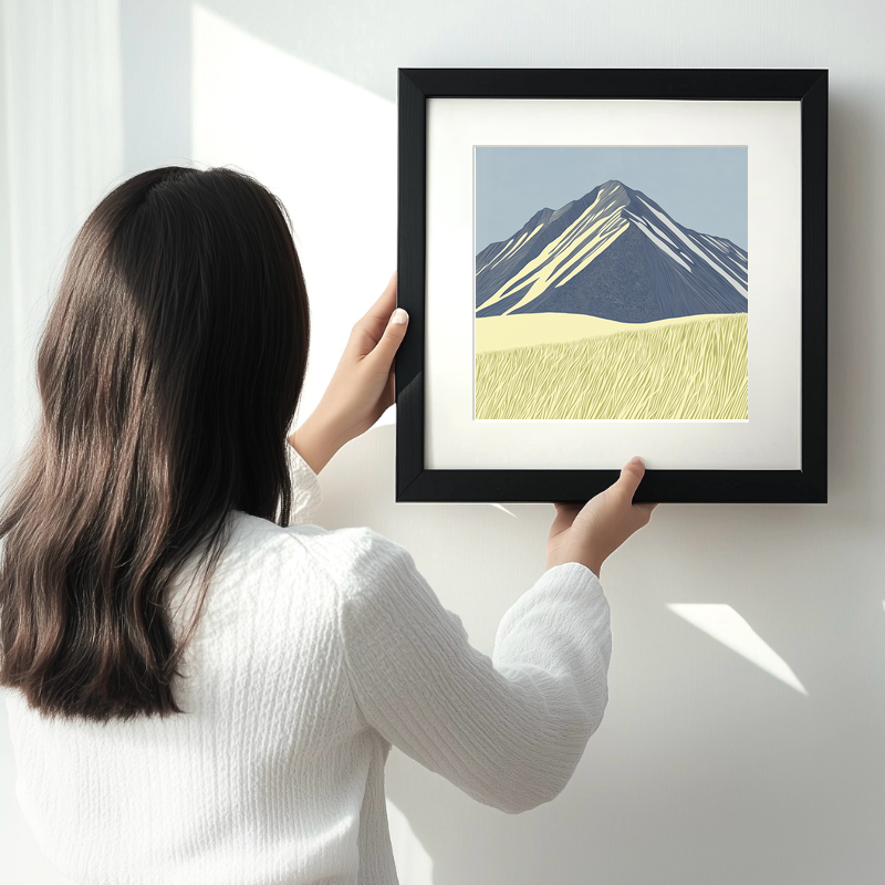 Grasmoor wide summit Linoprint-Style Art (2434-3)
