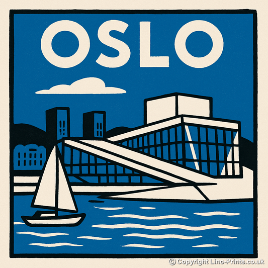 Cities Linoprint-Style Art (c126)