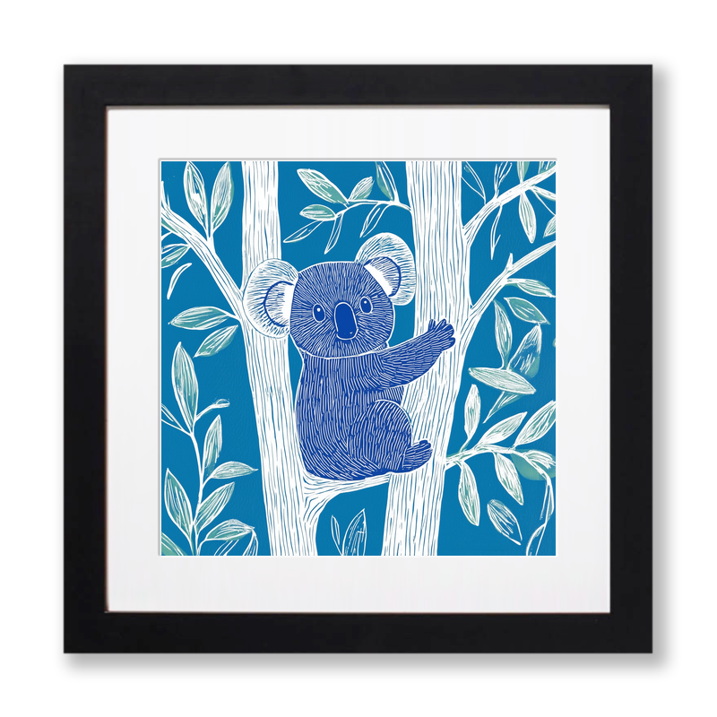 Cute Koala Linoprint-Style Art (919-2)