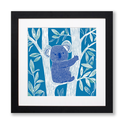 Cute Koala Linoprint-Style Art (919-2)