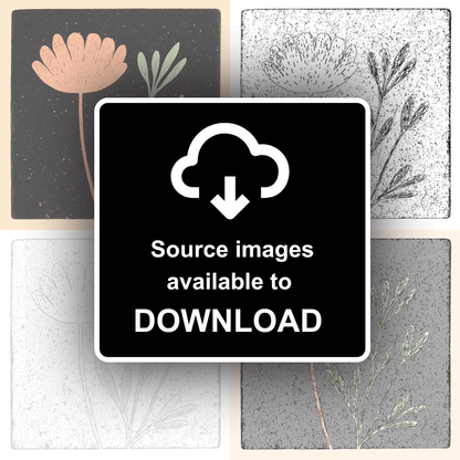 Nigella (Love-in-a-Mist) Linoprint-Style Art (1535-1)
