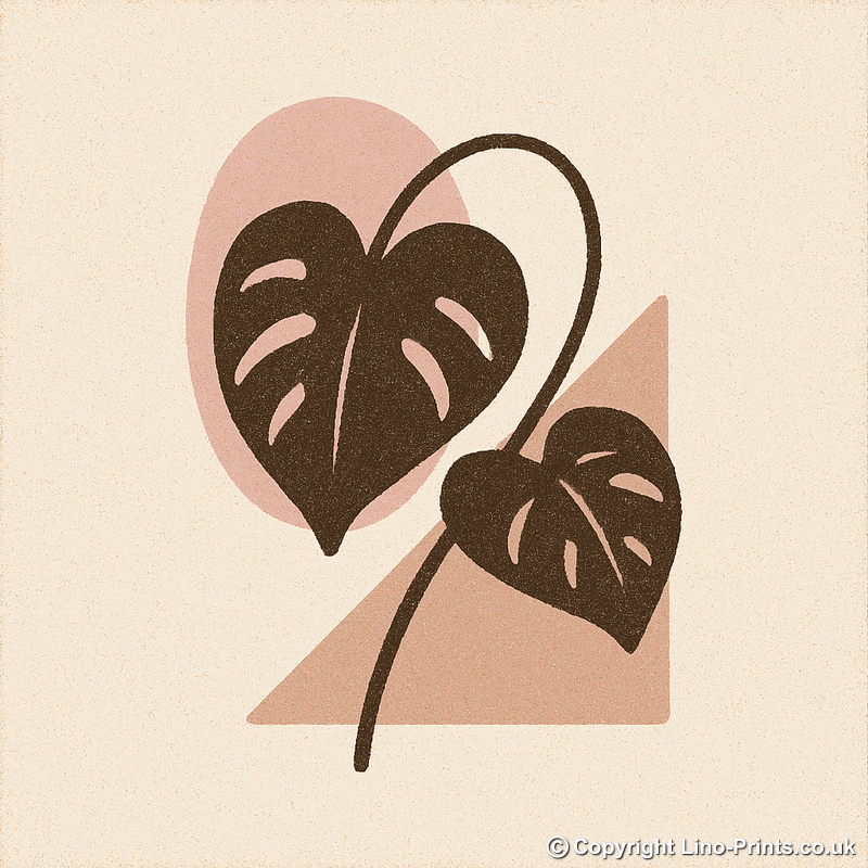 Flowers and Plants Linoprint-Style Art (c513)
