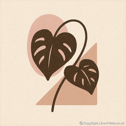 Flowers and Plants Linoprint-Style Art (c513)