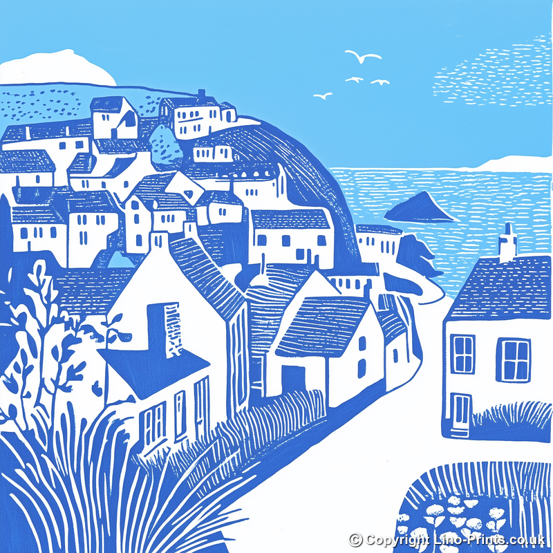 Port Isaac Linoprint-Style Art (894-1)