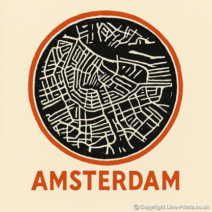 Maps Linoprint-Style Art (c35)