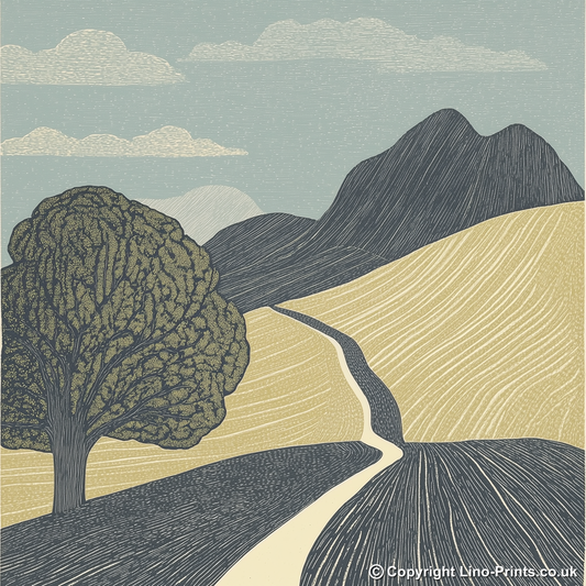 Scree slope pattern Linoprint-Style Art (2538-6)