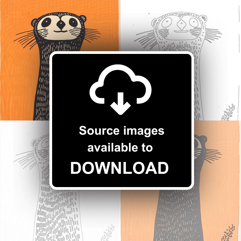 Cute Ferret   Linoprint-Style Art (218-1)