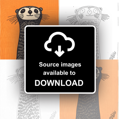 Cute Ferret   Linoprint-Style Art (218-1)