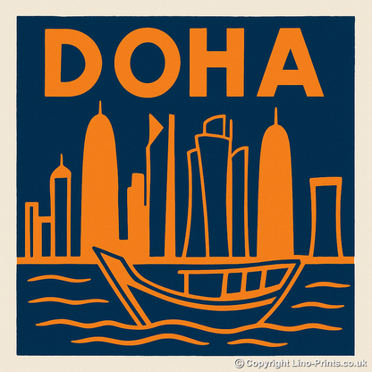 Cities Linoprint-Style Art (c204)