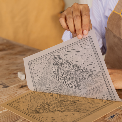Mountains Linoprint-Style Art (c350)