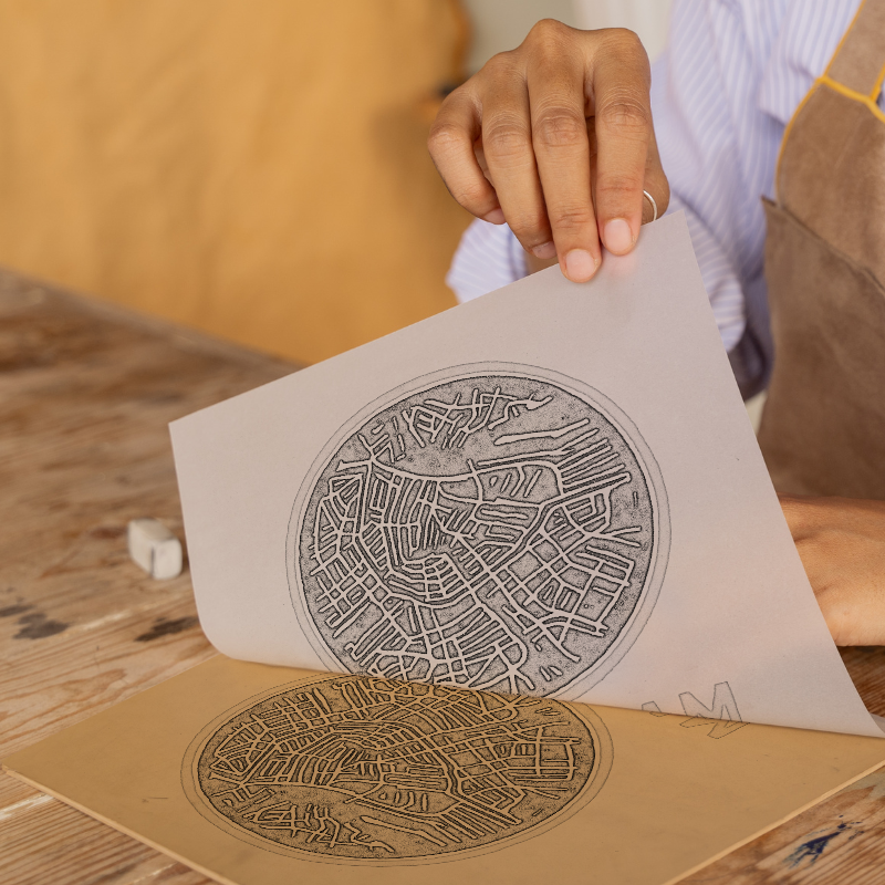 Maps Linoprint-Style Art (c35)