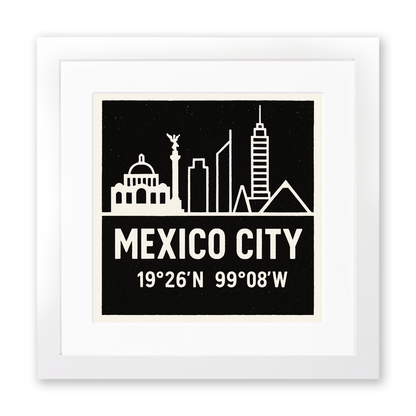 Place Coordinates Linoprint-Style Art (c283)