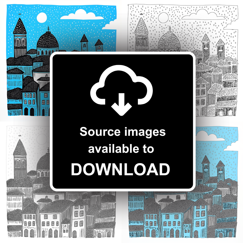 Florence skyline Linoprint-Style Art (559-1)