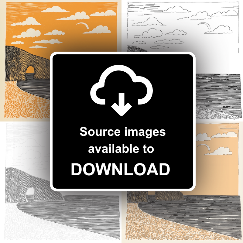 Durdle Door, Dorset Linoprint-Style Art (296-1)