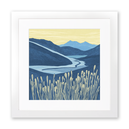 Bowfell in the Lake District Linoprint-Style Art (2374-2)
