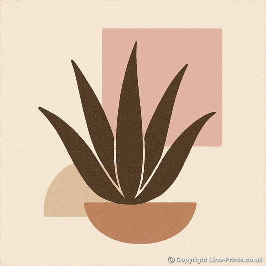 Flowers and Plants Linoprint-Style Art (c520)