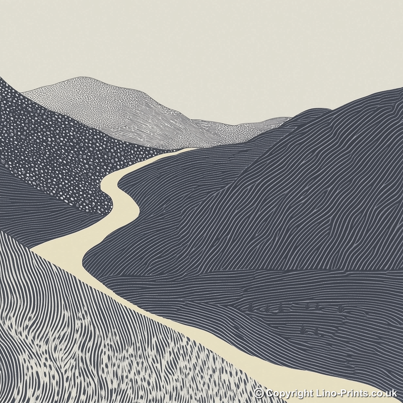 Scree slope pattern Linoprint-Style Art (2538-2)