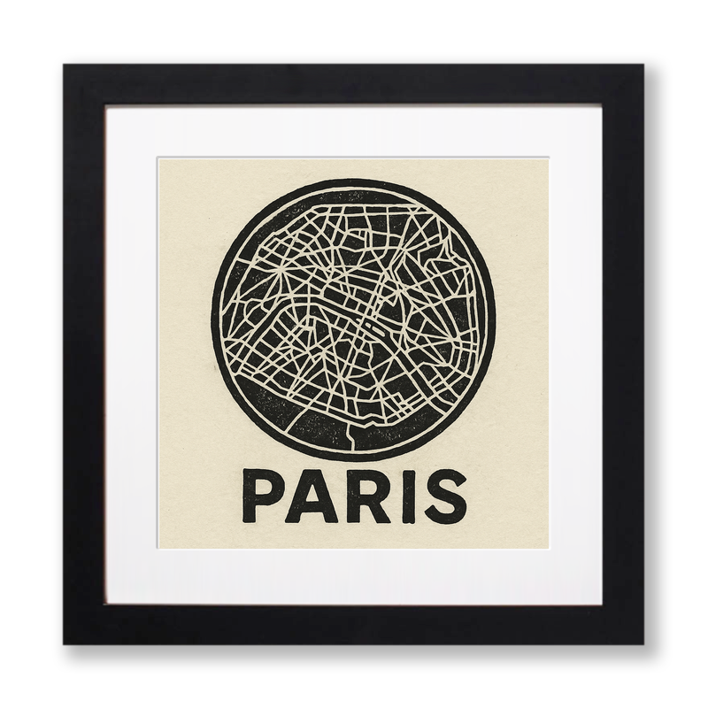 Maps Linoprint-Style Art (c18)