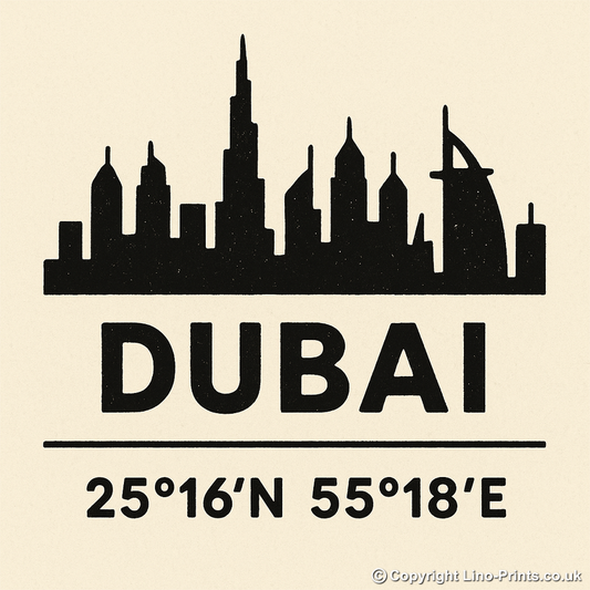 Place Coordinates Linoprint-Style Art (c344)