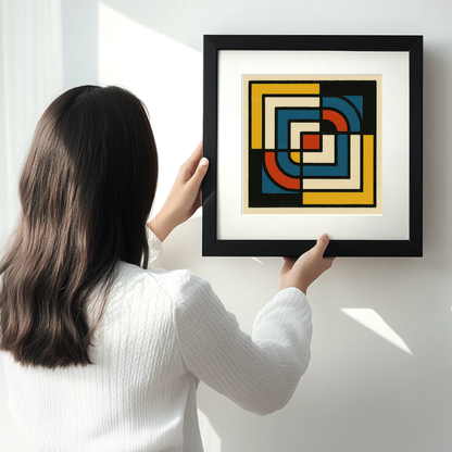 Bauhaus Design Linoprint-Style Art (c447)