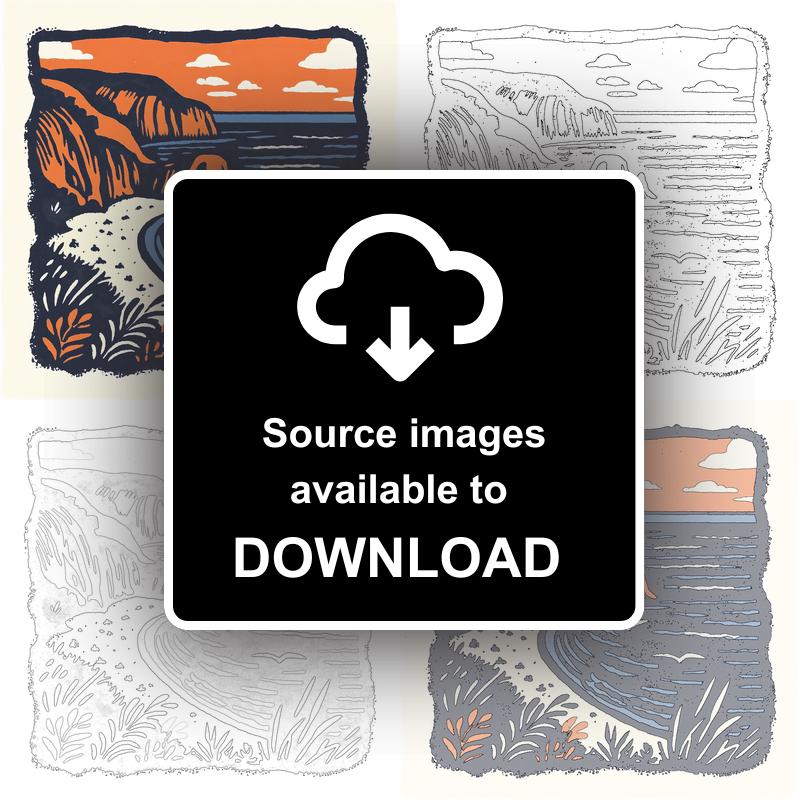 Durdle Door, Dorset Linoprint-Style Art (134-1)