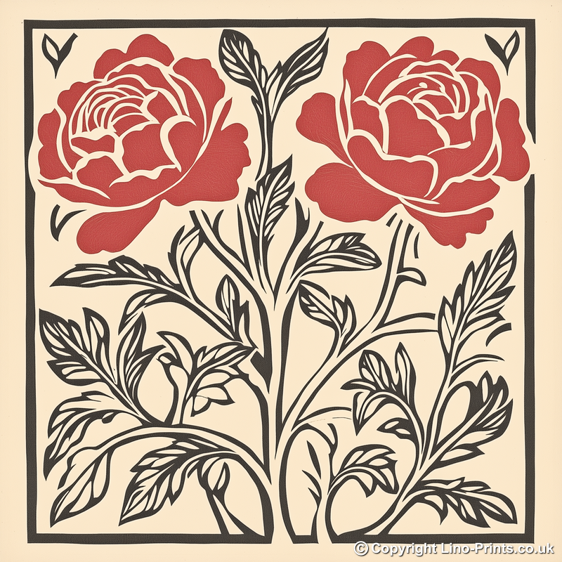 Rose Linoprint-Style Art (1739-1)