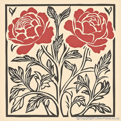 Rose Linoprint-Style Art (1739-1)