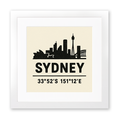 Place Coordinates Linoprint-Style Art (c343)
