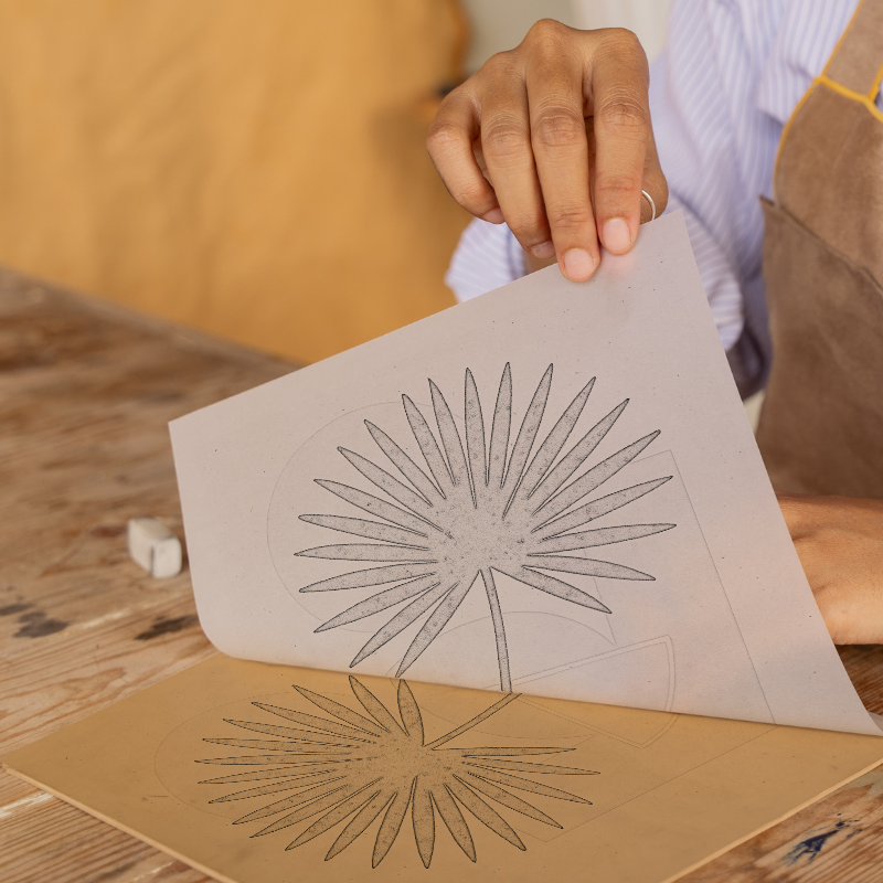Flowers and Plants Linoprint-Style Art (c498)