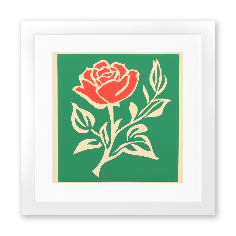 Rose Linoprint-Style Art (1674-1)