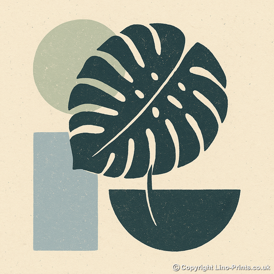 Flowers and Plants Linoprint-Style Art (c511)