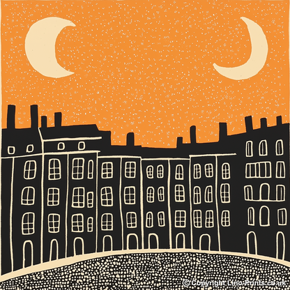 Royal Crescent, Bath Linoprint-Style Art (189-1)