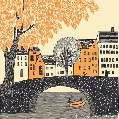 Colmar old town, France Linoprint-Style Art (171-1)