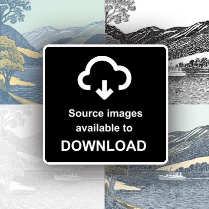 Ullswater steamer boat Linoprint-Style Art (2585-2)